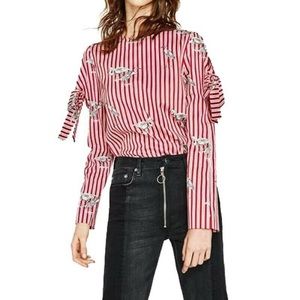 Zara Red Stripe Crane Top with Bows